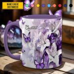 Purple Butterfly Flowers - Personalized Accent Mug