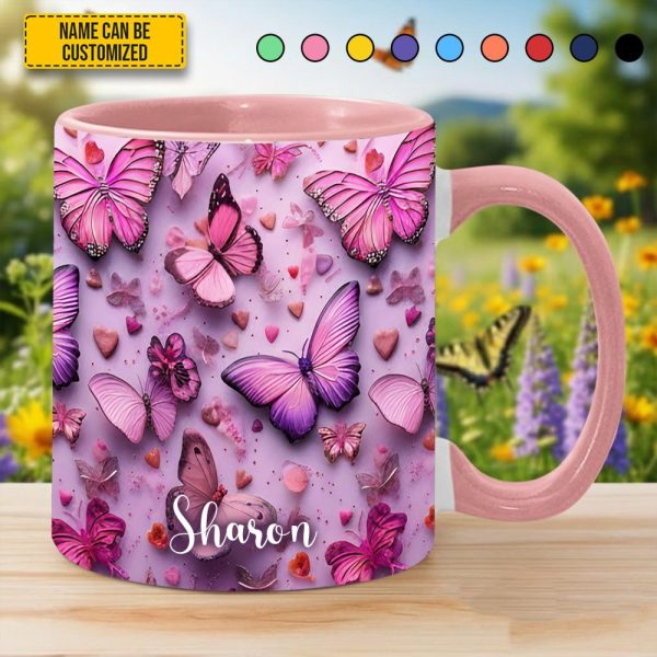 Personalized Beautiful Butterflies Accent Mug