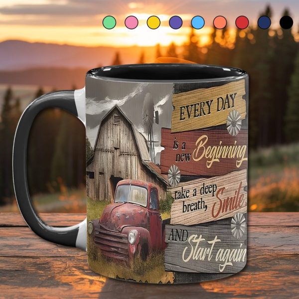 Everyday Is A New Beginning - Country Truck Accent Mug