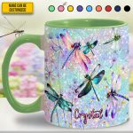 Colorful Dragonflies - Personalized Dragonfly Accent Mug