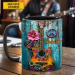 Guitar Flower Hippie - Personalized Guitar Accent Mug