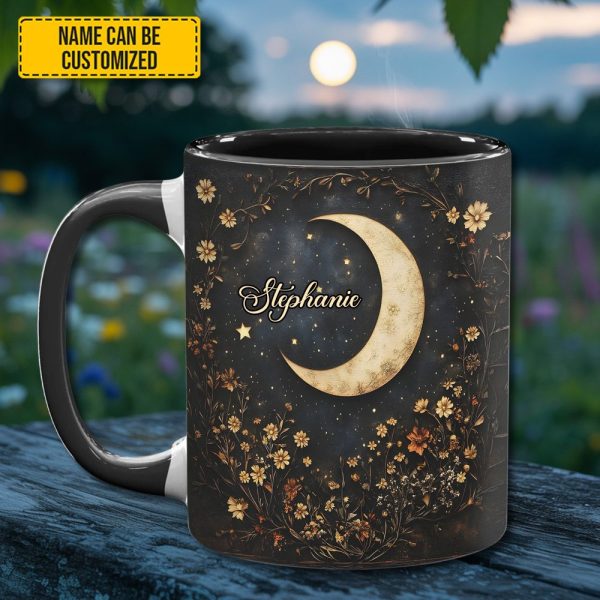 Crescent Moon Wildflower - Personalized Accent Mug