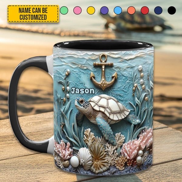 Personalized Beautiful Sea Turtle Accent Mug
