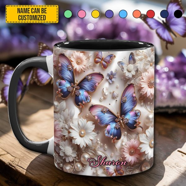 Love Butterflies - Personalized Butterfly Accent Mug