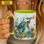 Personalized Turtle Ocean Accent Mug
