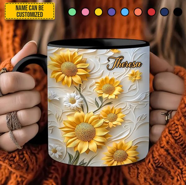 Beautiful Sunflower - Personalized Accent Mug