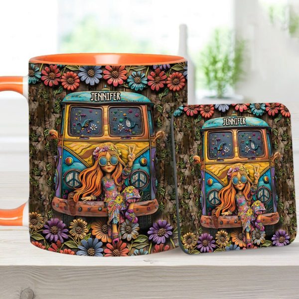 Hippie Girl - Personalized Hippie Accent Mug