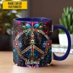 Peace & Love Symbol – Personalized Hippie Accent Mug