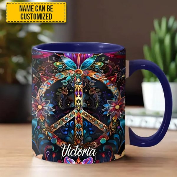 Peace & Love Symbol – Personalized Hippie Accent Mug