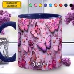 Personalized Beautiful Butterflies Accent Mug
