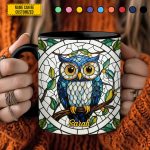Personalized Stained Glass Owl Accent Mug