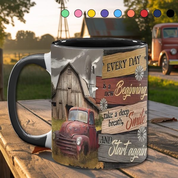 Everyday Is A New Beginning - Country Truck Accent Mug