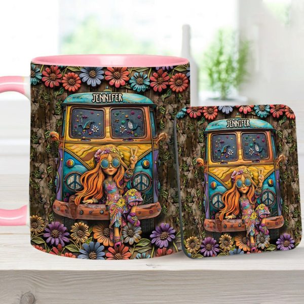 Hippie Girl - Personalized Hippie Accent Mug