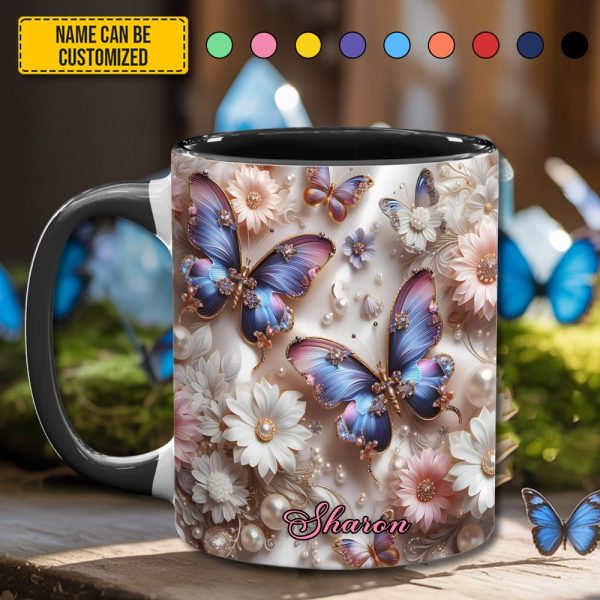Love Butterflies - Personalized Butterfly Accent Mug