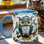 Personalized Stained Glass Owl Accent Mug