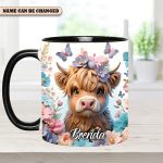 Highland Cow Flower - Personalized Accent Mug