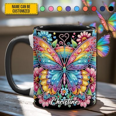 Diamond Butterfly – Personalized Butterfly Accent Mug