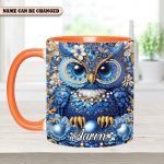 Owl Partial Diamond - Personalized Owl Accent Mug