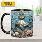 Personalized Beautiful Sea Turtle Accent Mug