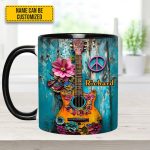 Guitar Flower Hippie - Personalized Guitar Accent Mug