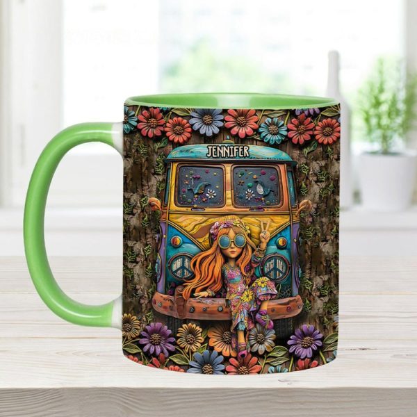 Hippie Girl - Personalized Hippie Accent Mug