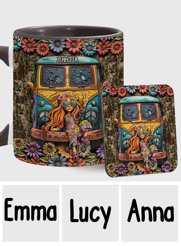 Hippie Girl - Personalized Hippie Accent Mug