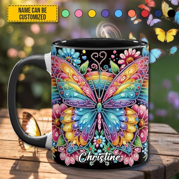 Diamond Butterfly – Personalized Butterfly Accent Mug