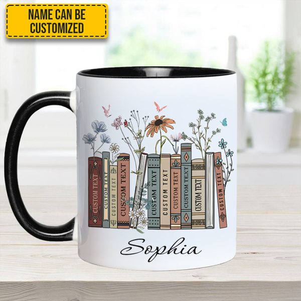 Floral Bookshelf - Personalized Book Lover Accent Mug