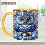 Owl Partial Diamond - Personalized Owl Accent Mug