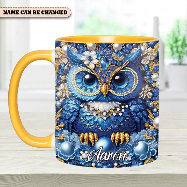 Owl Partial Diamond - Personalized Owl Accent Mug