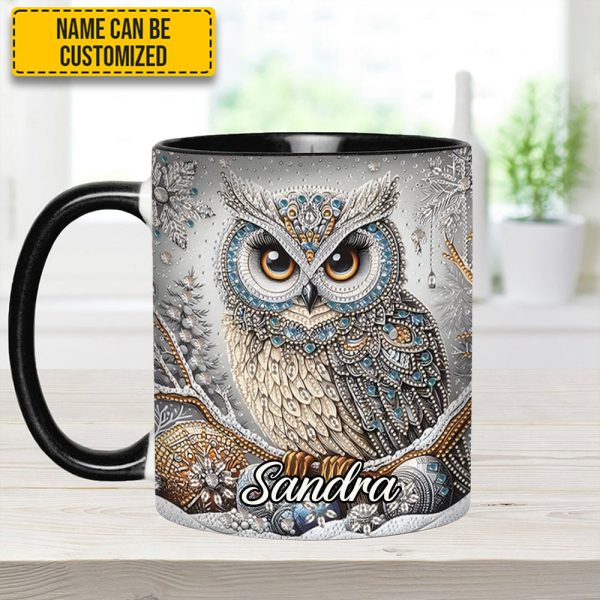 Beautiful Owl Diamond - Personalized Owl Accent Mug