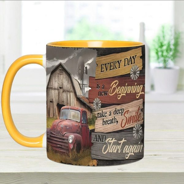Everyday Is A New Beginning - Country Truck Accent Mug