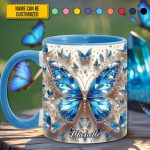 Personalized Blue Crystal Butterfly Accent Mug