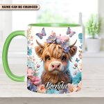 Highland Cow Flower - Personalized Accent Mug