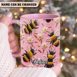 Personalized Bee & Daisy Accent Mug – Embroidered  Style