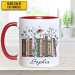 Floral Bookshelf - Personalized Book Lover Accent Mug