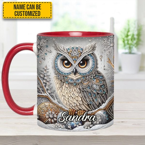 Beautiful Owl Diamond - Personalized Owl Accent Mug