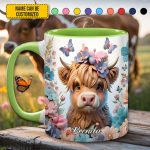 Highland Cow Flower - Personalized Accent Mug