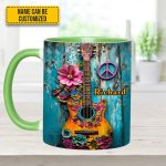 Guitar Flower Hippie - Personalized Guitar Accent Mug