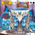 Personalized Blue Crystal Butterfly Accent Mug