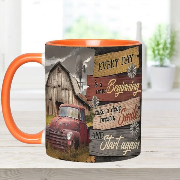 Everyday Is A New Beginning - Country Truck Accent Mug