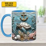 Personalized Beautiful Sea Turtle Accent Mug