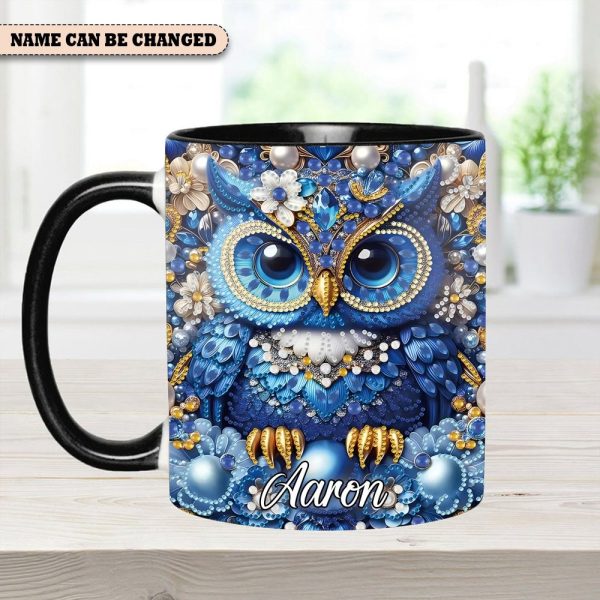Owl Partial Diamond - Personalized Owl Accent Mug