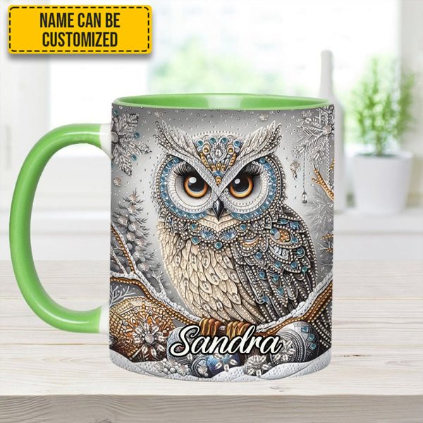 Beautiful Owl Diamond - Personalized Owl Accent Mug