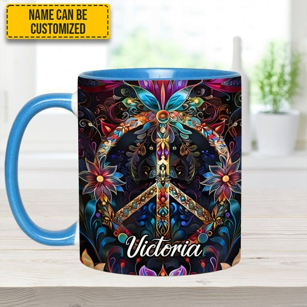 Peace & Love Symbol – Personalized Hippie Accent Mug