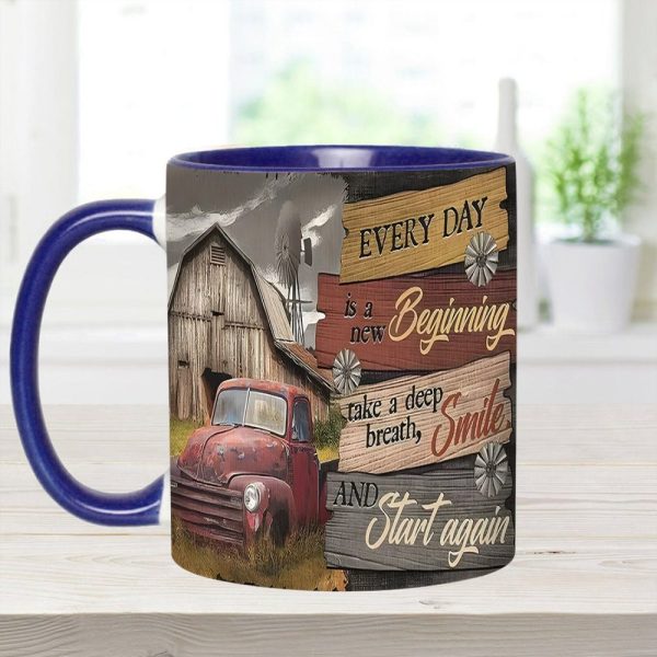 Everyday Is A New Beginning - Country Truck Accent Mug