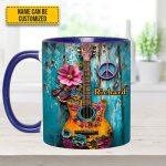 Guitar Flower Hippie - Personalized Guitar Accent Mug