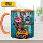 Guitar Flower Hippie - Personalized Guitar Accent Mug