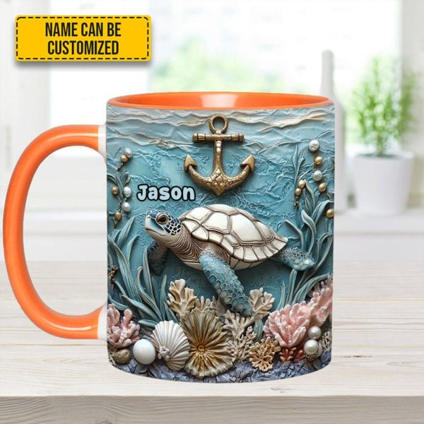 Personalized Beautiful Sea Turtle Accent Mug