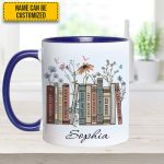 Floral Bookshelf - Personalized Book Lover Accent Mug
